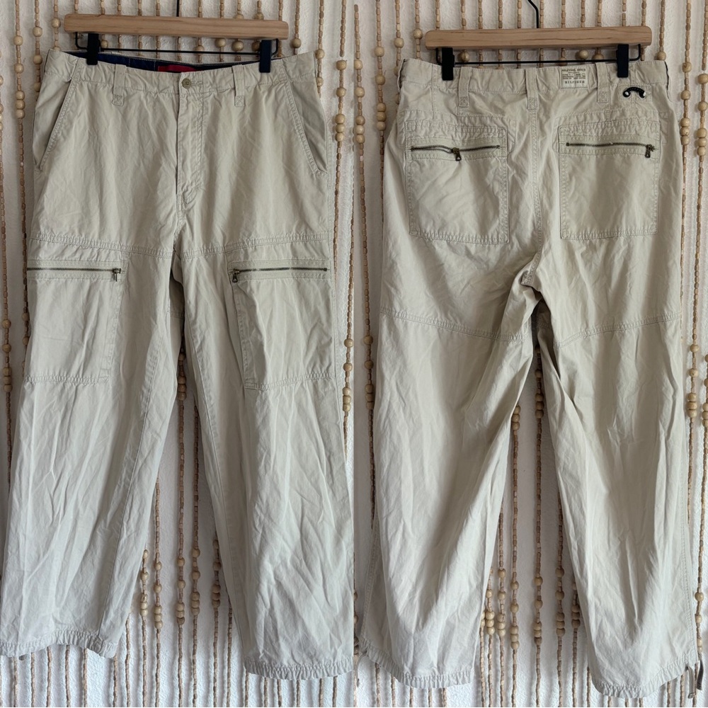 Vintage Tommy Hilfiger Y2K 2004 Baggy Light Tan Cargo Pants Streetwear Gorpcore